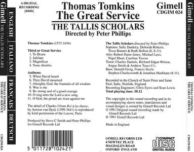 Peter Phillips, The Tallis Scholars - Thomas Tomkins: The Great Service (1991)