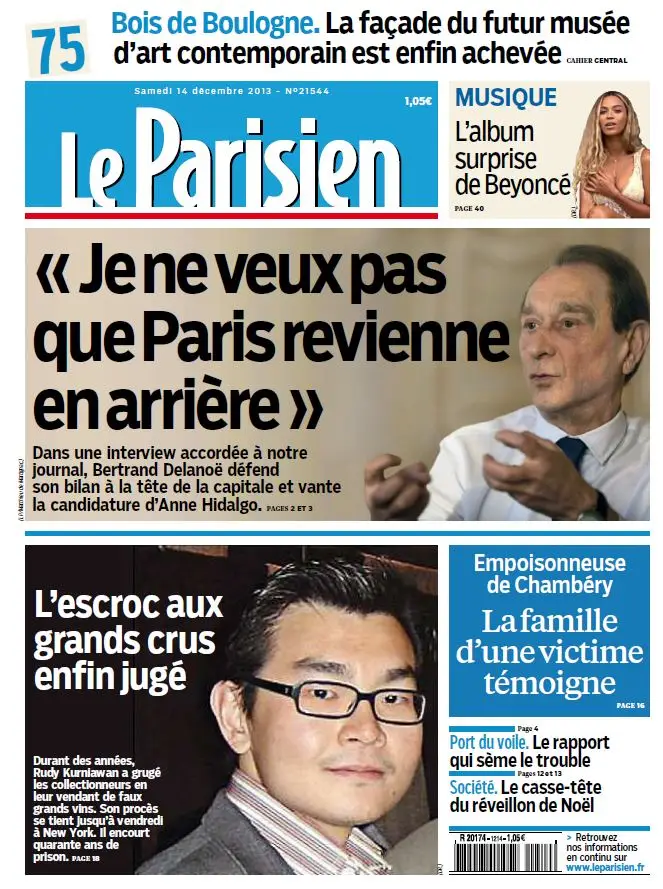 Le Parisien + Journal de Paris du Samedi 14 Décembre 2013