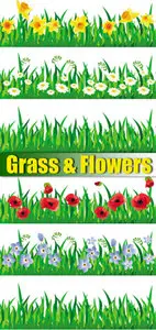 Grass & Flowers Vector