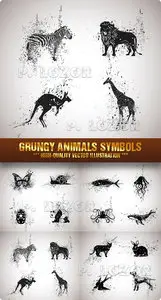 Stock Vector - Grungy Animals Symbols