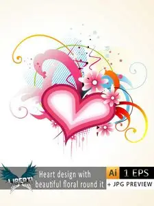 Heart design with beautiful floral round it