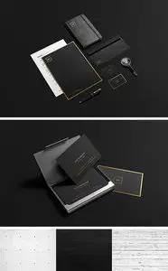 PSD - Black plus Gold Stationary Mock-Up