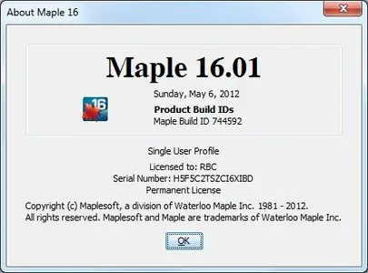 Maplesoft Maple 16.01