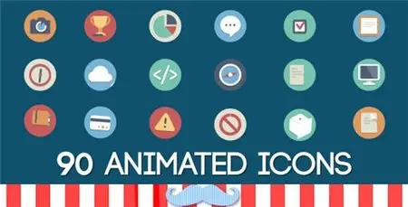 90 Animated Icons Pack - After Effects Project (Videohive)