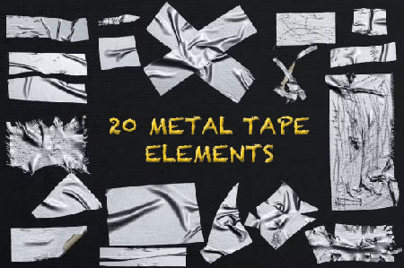 20 Realistic Metal Tape Isolated Object Overlays