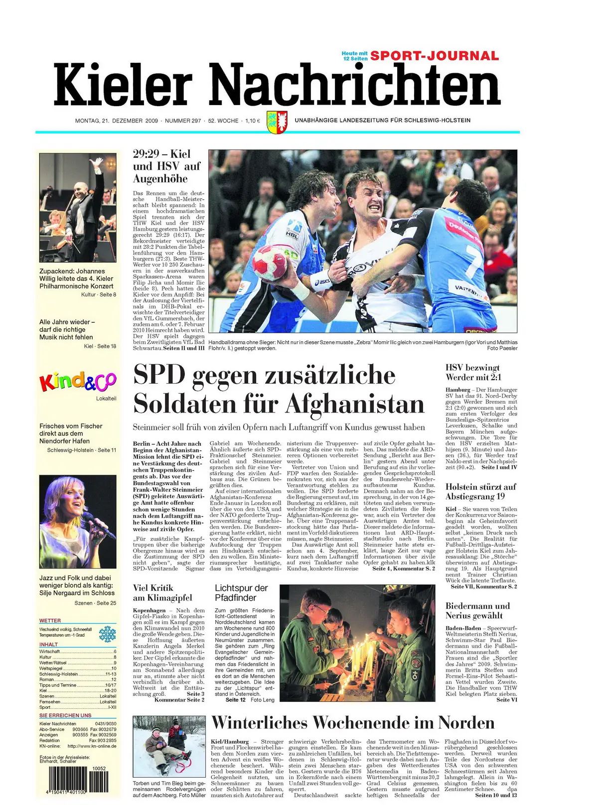 Kieler Nachrichten vom 21. Dezember 2009