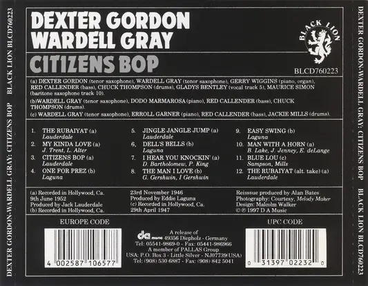 Dexter Gordon, Wardell Gray - Citizen's Bop (1947) [Remastered 1997]