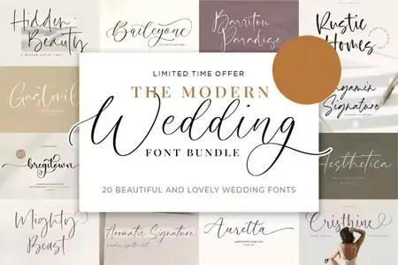 Modern Wedding Font Bundle -  20 Premium Fonts
