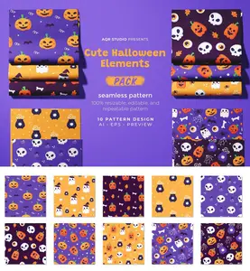 EE - Cute Halloween Elements  Seamless Pattern U938QZW