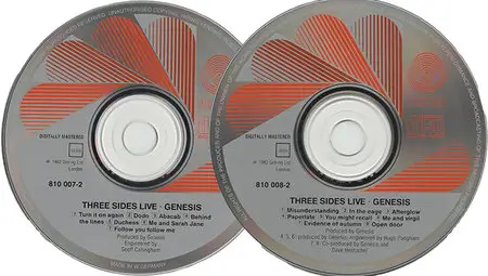 Genesis - Three Sides Live (1982, later 80's West German CD Version)