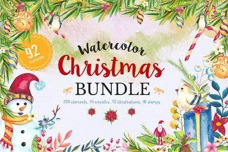 CreativeMarket - Mega Watercolor Christmas Bundle