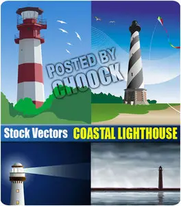 Stock Vector: Coastal lighthouse