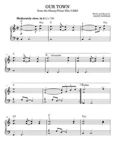 Our Town (from Cars) - Cars Movie, James Taylor, Randy Newman (Easy Piano)