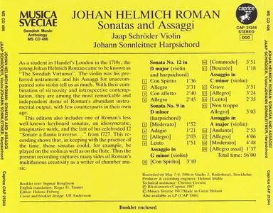 Jaap Schroder, Johann Sonnleitner - Johan Helmich Roman: Sonatas and Assaggi (1987)