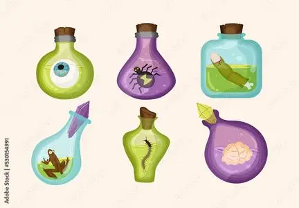 Magic Potion Spell Jars Halloween Witchcraft Illustrations 530154991