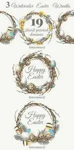 CreativeMarket - Watercolor Easter Wreaths