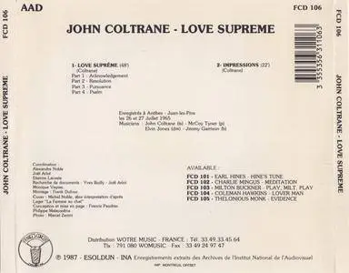 John Coltrane - A Love Supreme - Live In Antibes, France (1965) {Wotre Music FCD 106 rel 1987}