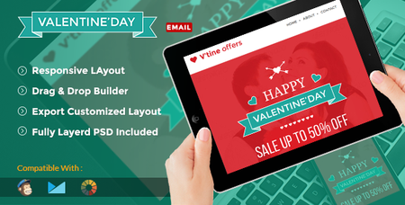 ThemeForest - Valentine v1.0 - Shopping Promotion Email Template + Online Builder Access - 10266941