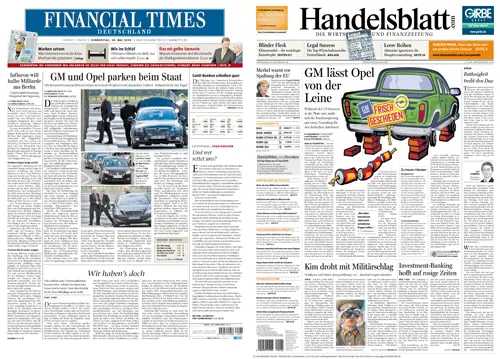 FinancialTimes Deutschland  & Handelsblatt vom 28.05.2009