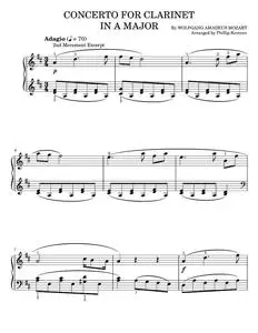Concerto for Clarinet in A Major, Second Movement Excerpt (from Out of Africa) (arr. Phillip Keveren (Easy Piano)