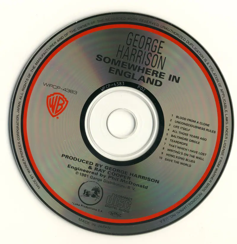 George Harrison - Somewhere In England (1981) [1991, Dark Horse/Warner WPCP-4383]