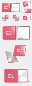 Square Pin Badge Mockup 4DXP539
