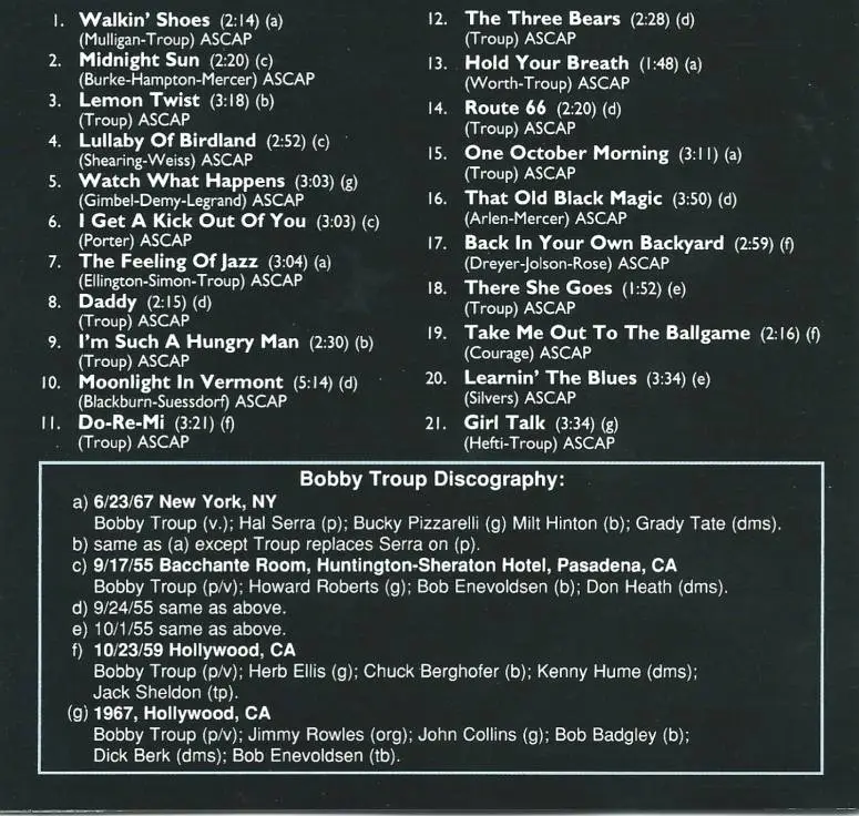 Bobby Troup - The Feeling Of Jazz (1994)