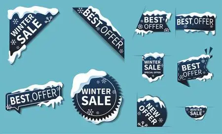 Winter Sales Labels - 10 Vector Templates Collection