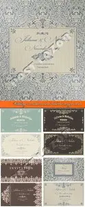 Wedding invitation cards delicate design vector