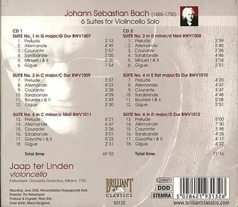 Bach Cello suites Jaap ter Linden