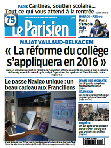 Le Parisien + Journal De Paris Du Lundi 31 Août 2015