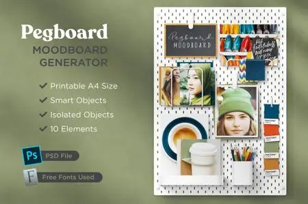 Print-Ready A4 Pegboard Moodboard Scene Creator