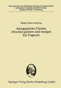 Anorganische Chemie Zwischen Gestern Und Morgen Ein Fragment