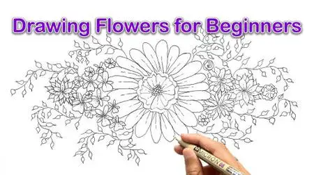 Drawing Flowers for Beginners - Sketching and Inking a Floral Design