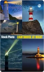 Lighthouse at night - Stock Photo