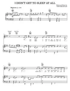 (Last Night) I Didn't Get To Sleep At All - The 5th Dimension, The Fifth Dimension (Piano-Vocal-Guitar)
