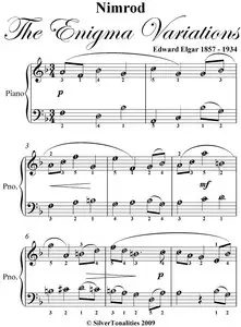 Nimrod Enigma Variations Easy Note Piano Sheet Music
