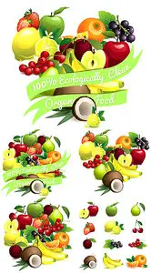 Fruit, fresh fruit heart - vector