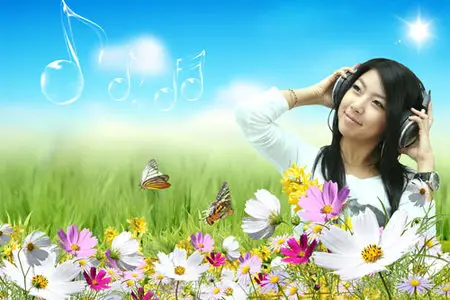 PSD templates - Girls and flowers 2