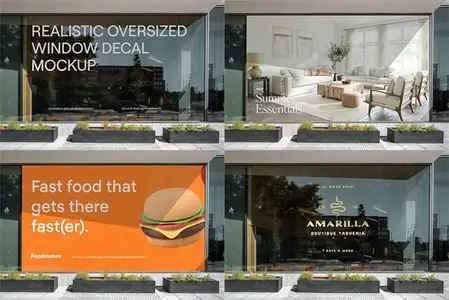 Oversized Window Decal Sign PSD Mockup Template