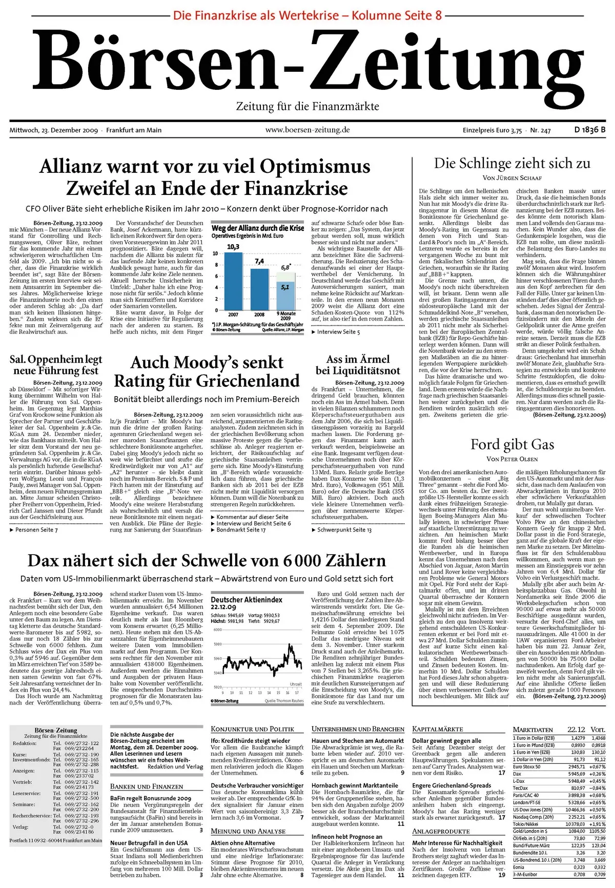 Boersenzeitung vom 23. Dezember 2009