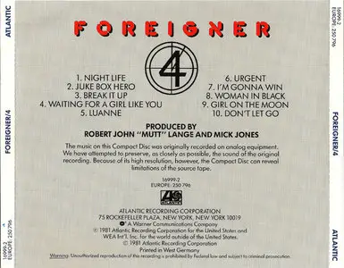 Foreigner - Studio Albums 1977 - 1991 (Original Japan & West Germany 1st Press)