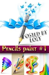 Pencils and Paint #1 - Stock Vector