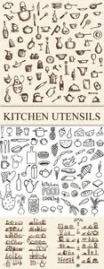 Sketch Kitchen Utensils Vector