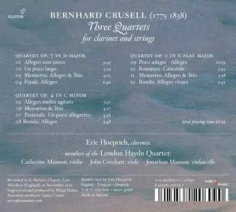 Eric Hoeprich & members of the London Haydn Quartet - Crusell: 3 Quartets for Clarinet & Strings (2017)
