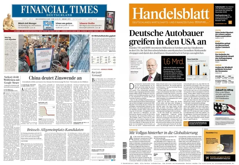 FinancialTimesDeutschland & Handelsblatt vom 08.01.2010