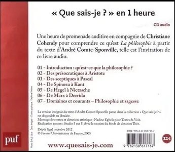 André Comte-Sponville, Christiane Cohendy, "La philosophie en une heure"