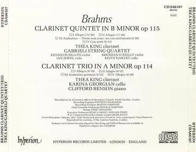 Thea King & Gabrieli String Quartet - Brahms: Clarinet Quintet; Clarinet Trio (1986)