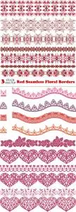 Vectors - Red Seamless Floral Borders