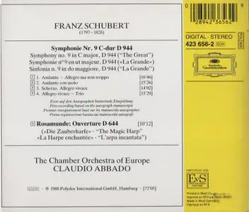 The Chamber Orchestra of Europe, Claudio Abbdo - Schubert: Symphony No. 9, Rosamunde Ouverture (1988)